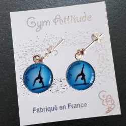 Boucles d'oreilles en argent Poutre bleu