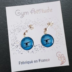 Boucles d'oreilles en argent barres bleu