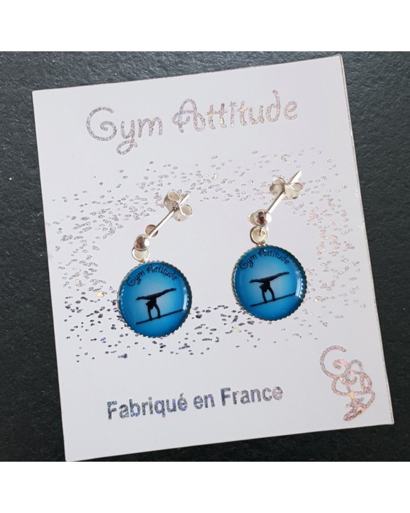 Boucles d'oreilles en argent barres bleu