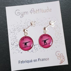 Boucles d'oreilles en argent barres rose