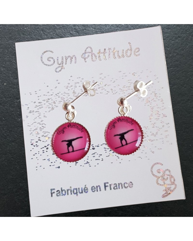 Boucles d'oreilles en argent barres rose