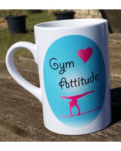Mug love gym barre turquoise + poutre rose