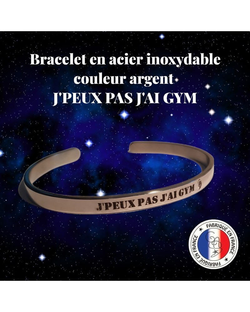 Bracelet "J'PEUX PAS J'AI GYM" en acier inoxydable