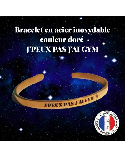 Bracelet "J'PEUX PAS J'AI GYM" en acier inoxydable
