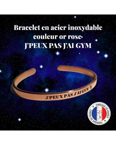 Bracelet "J'PEUX PAS J'AI GYM" en acier inoxydable