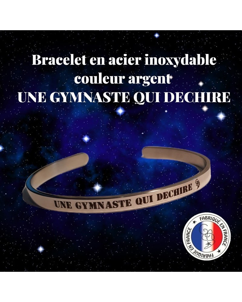 Bracelet "UNE GYMNASTE QUI DECHIRE" en acier inoxydable
