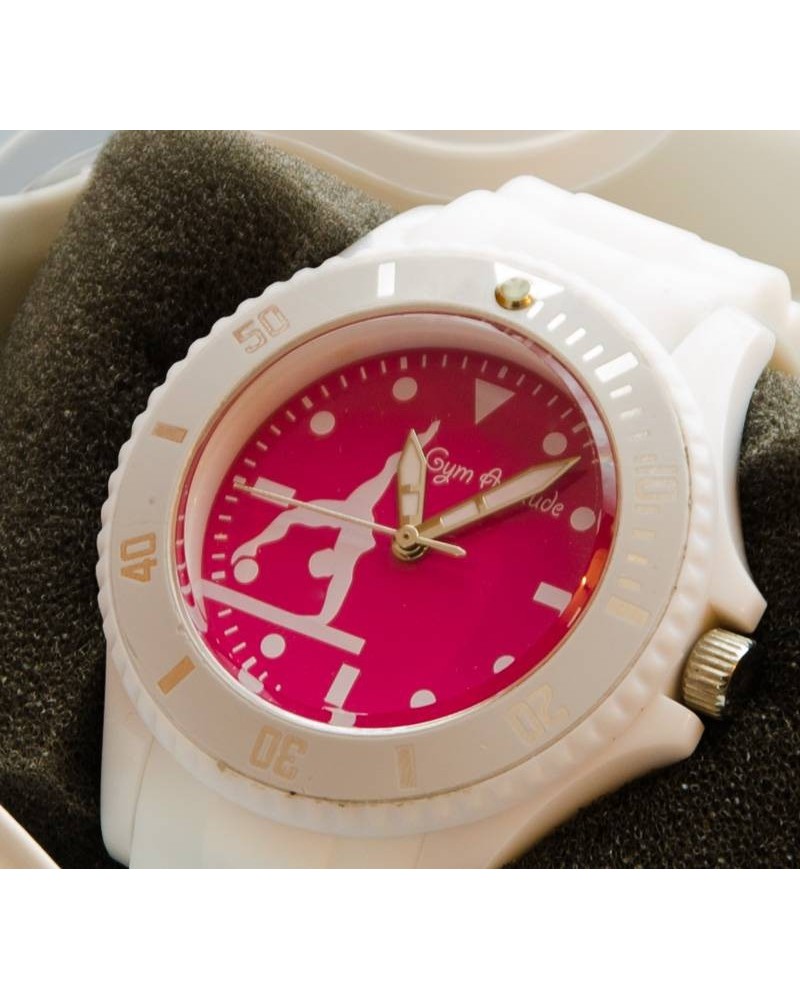 Montre blanche et fushia poutre