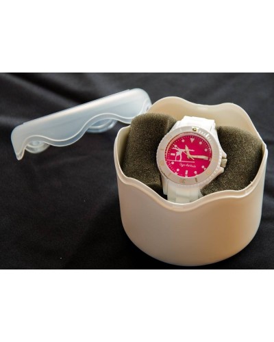 Montre blanche et fushia barre