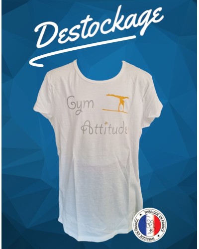 T-shirt cintré blanc motif gym