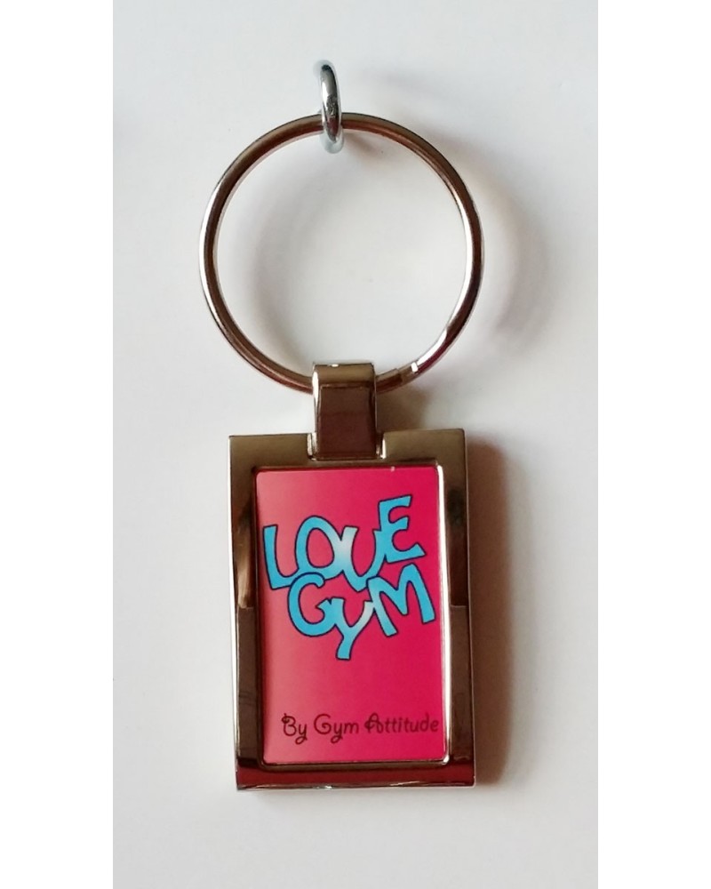 Porte clés métal brillant argenté love gym