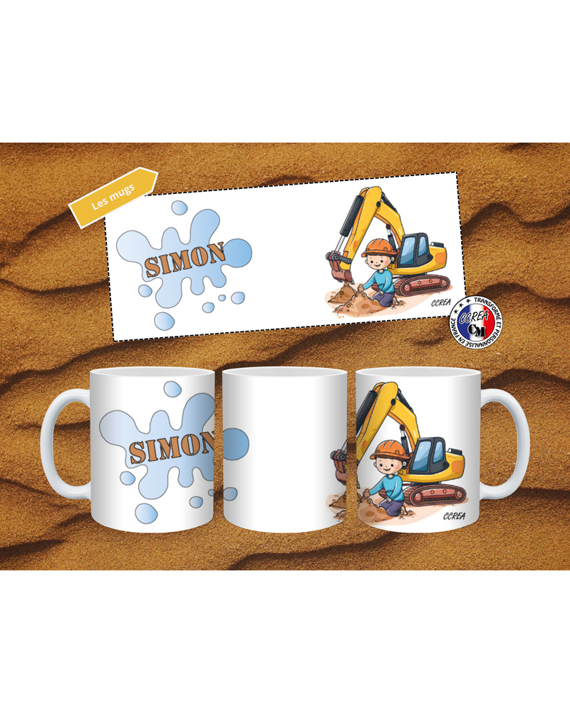 Mug Enfant Incassable Tractopelle Personnalisé