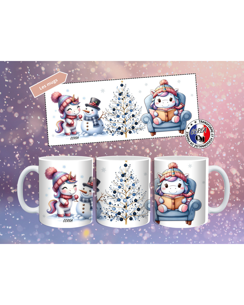Mug Noël Licornes lectrice