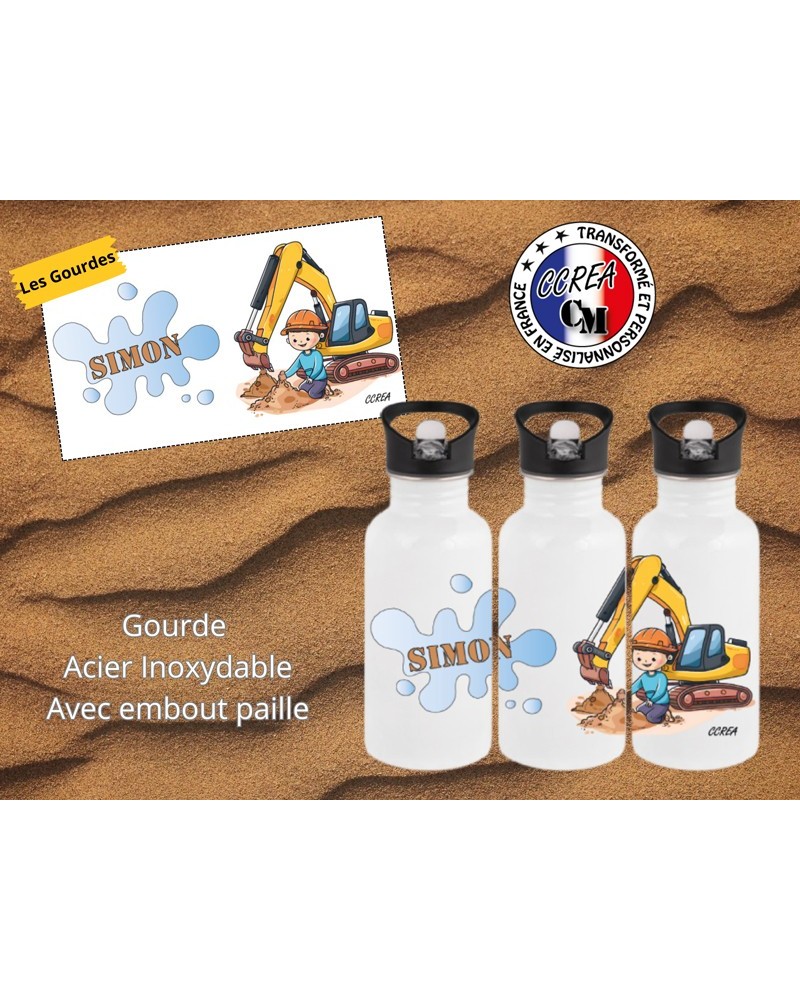 Gourde personnalisé enfant modèle Tractopelle