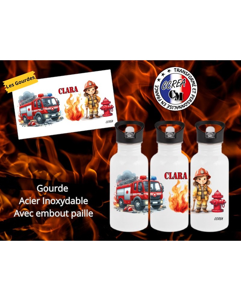 Gourde personnalisé enfant Pompier Fille