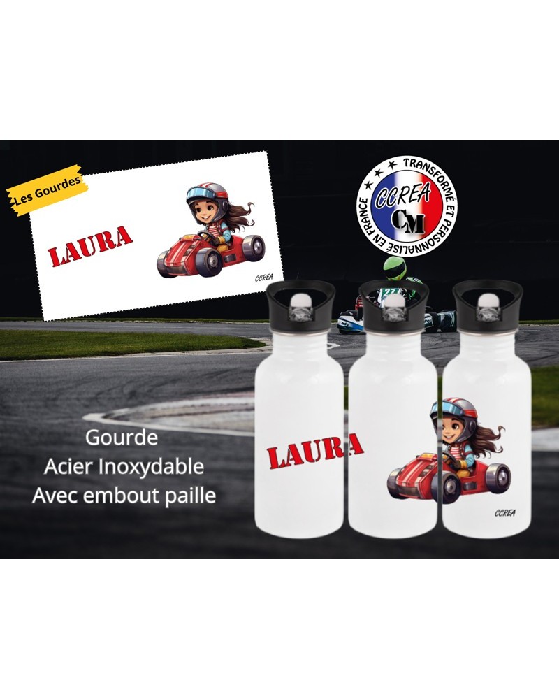Gourde personnalisé enfant Karting fille