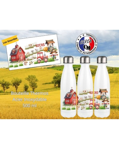 Bouteille Thermos personnalisé enfant Modèle La ferme