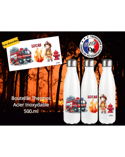 Bouteille Thermos personnalisé enfant Modèle Pompier Garçon