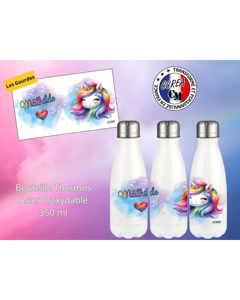 Bouteille Thermos personnalisé enfant Modèle Licorne