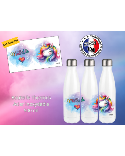 Bouteille Thermos personnalisé enfant Modèle Licorne