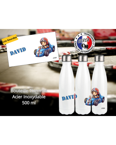 Bouteille Thermos personnalisé enfant Modèle Karting Garçon