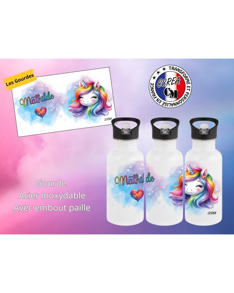 Gourde personnalisé enfant modèle Licorne