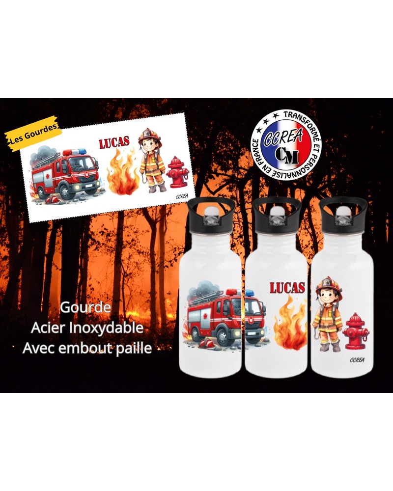 Gourde personnalisé enfant modèle Pompier Garçon
