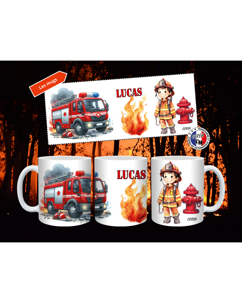 Mug Enfant Incassable Pompier Garçon Personnalisé