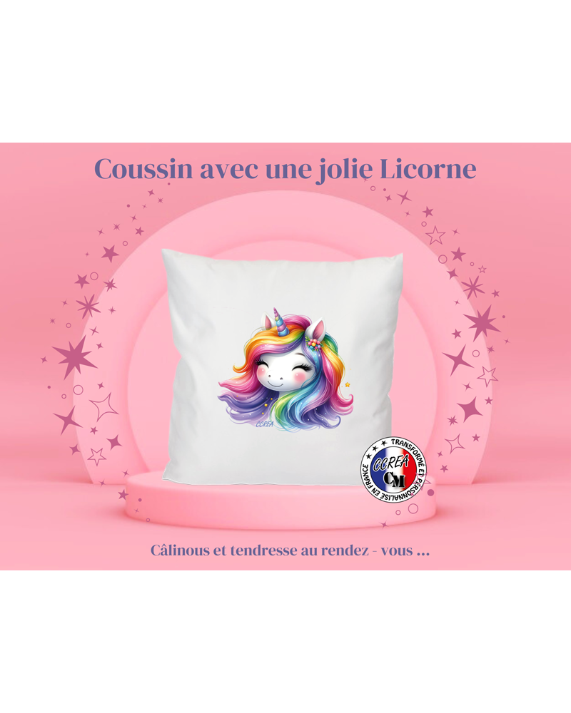 Coussin avec une jolie licorne