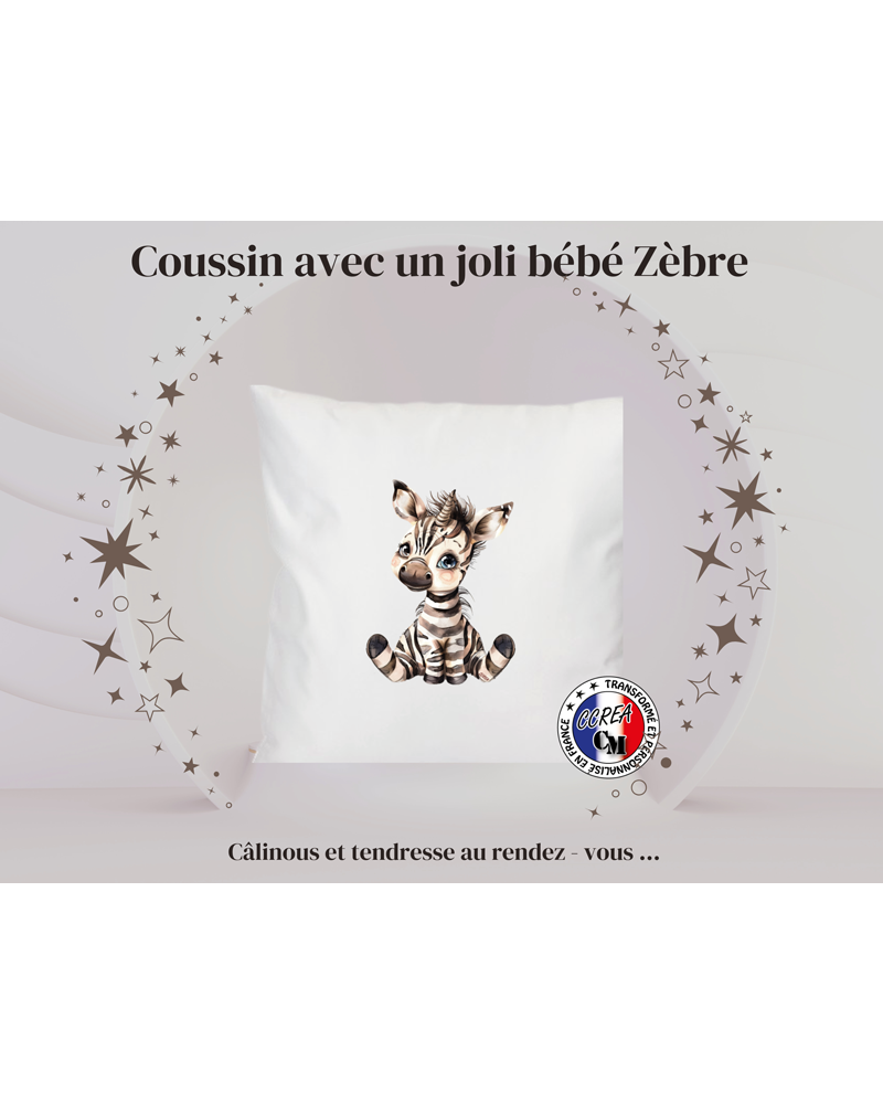 Coussin avec un joli petit zèbre