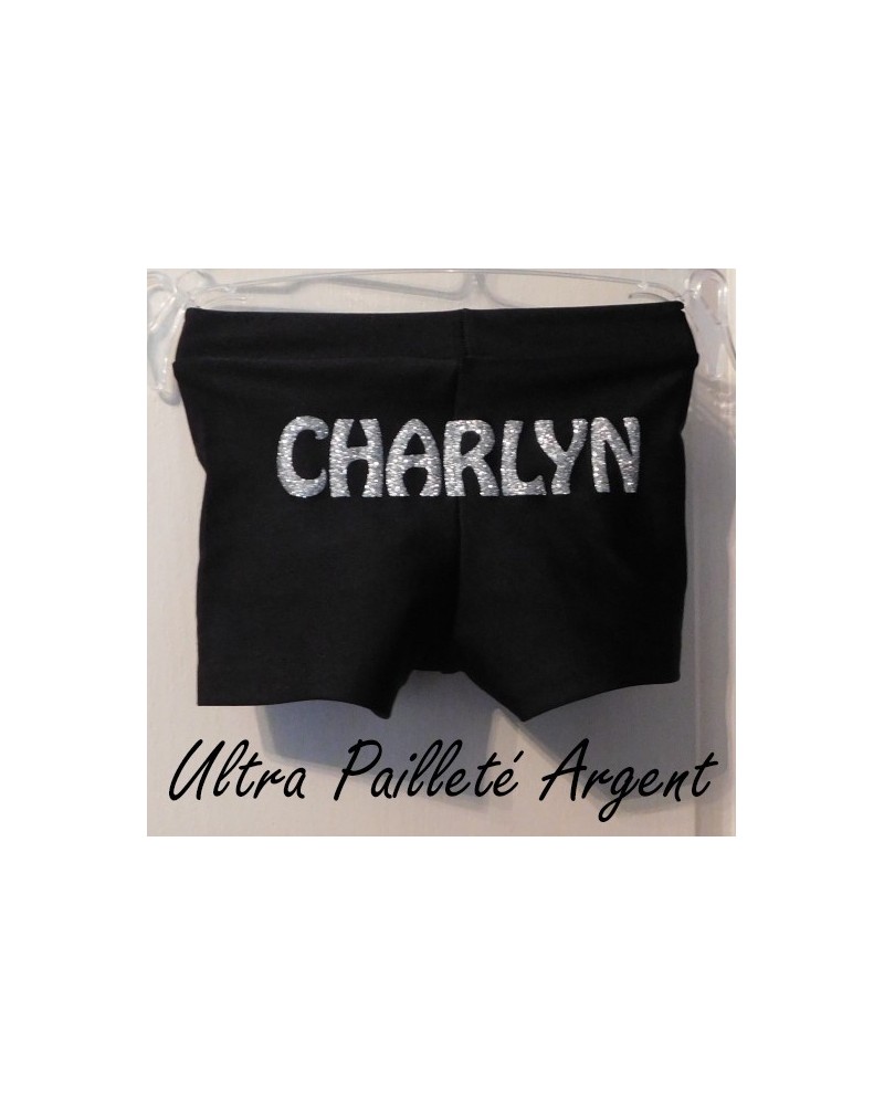 Short noir avec Prénom en Pailleté