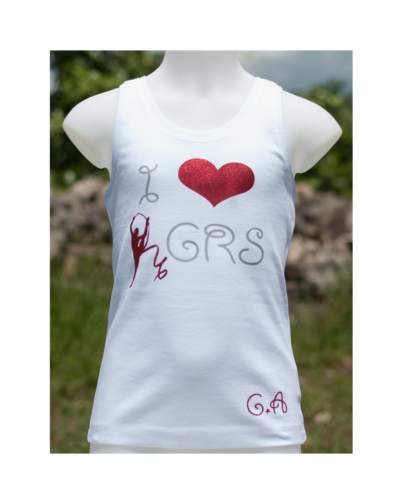 Débardeur Argent mat / pailleté rouge