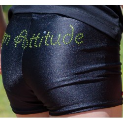 Short noir strass Gym Attitude vert pomme