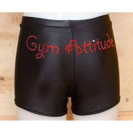 Short noir strass Gym Attitude rouge