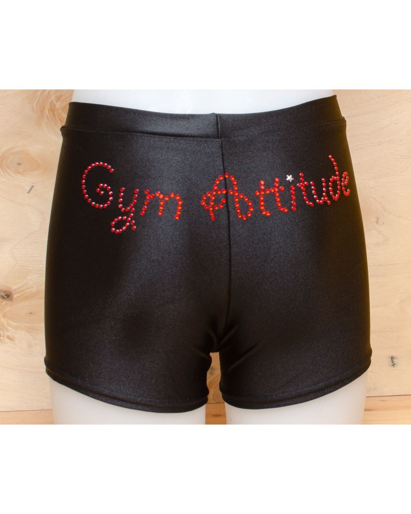 Short noir strass Gym Attitude rouge