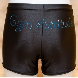 Short noir strass Gym Attitude turquoise