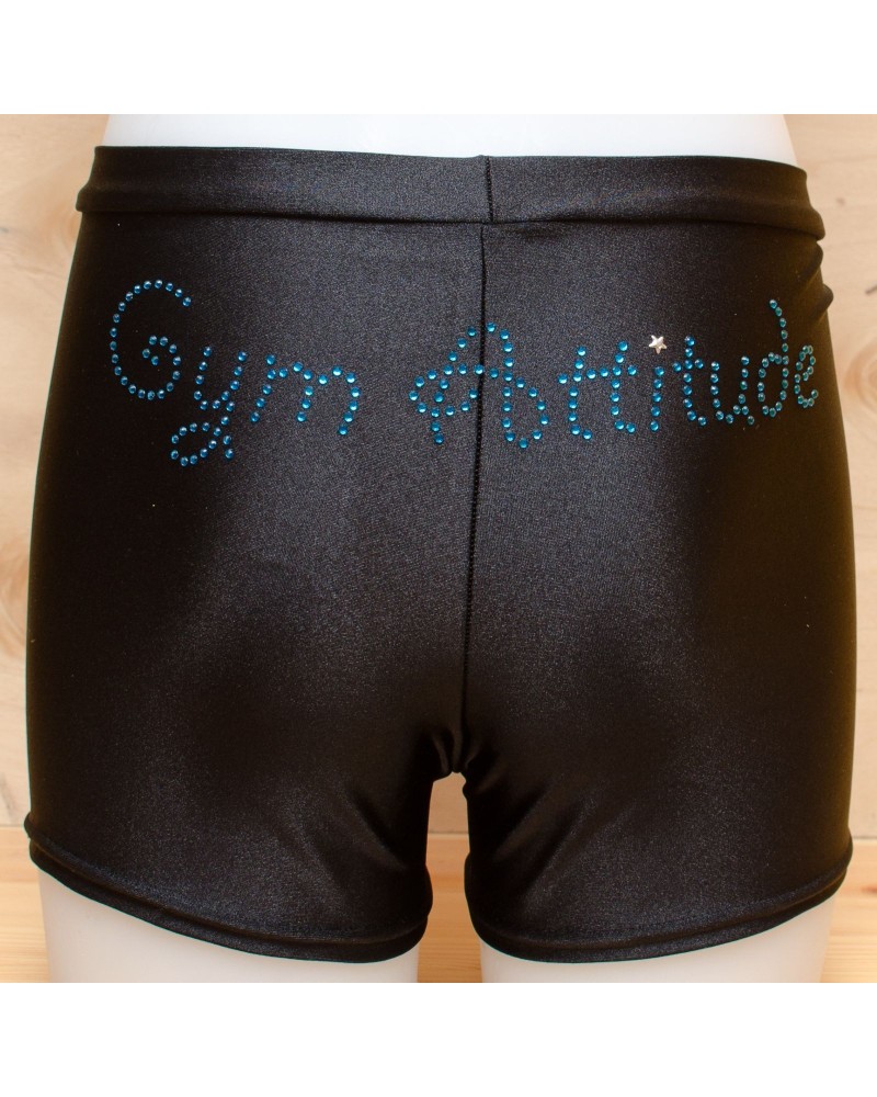 Short noir strass Gym Attitude turquoise