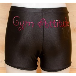 Short noir strass Gym Attitude fushia