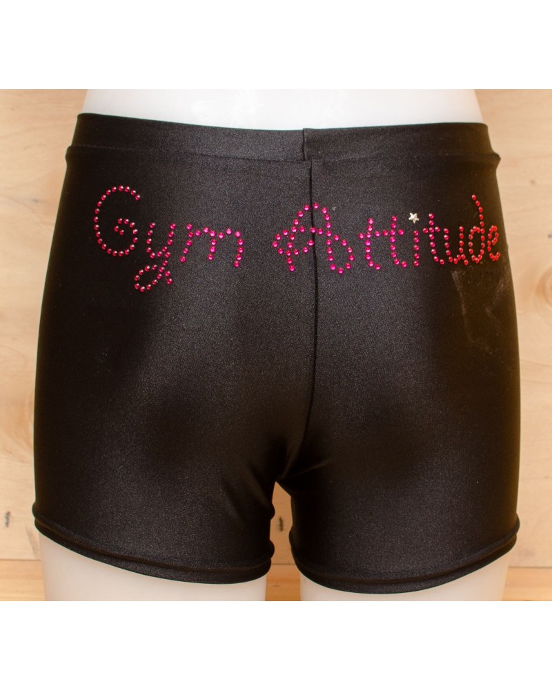 Short noir strass Gym Attitude fushia