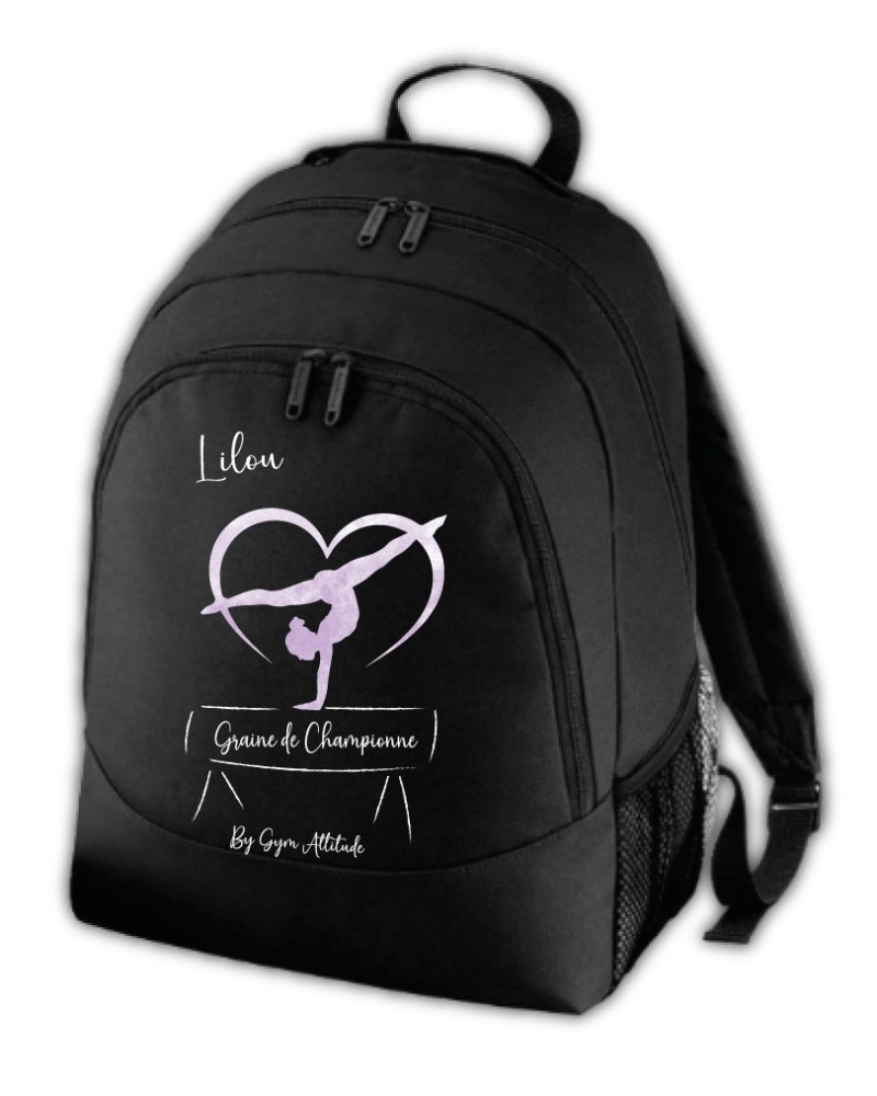 Sac à dos avec motif GYM "GRAINE DE CHAMPIONNE" et prénom