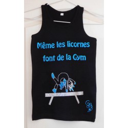 Débardeur noir licorne turquoise