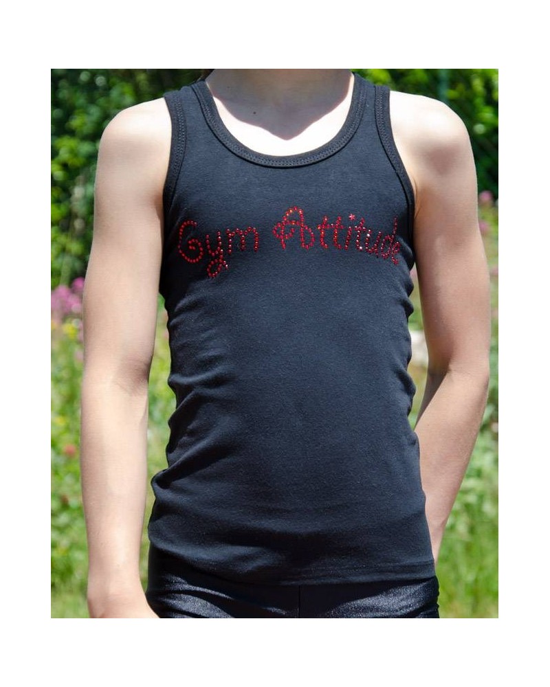 Débardeur noir strass Gym Attitude rouge