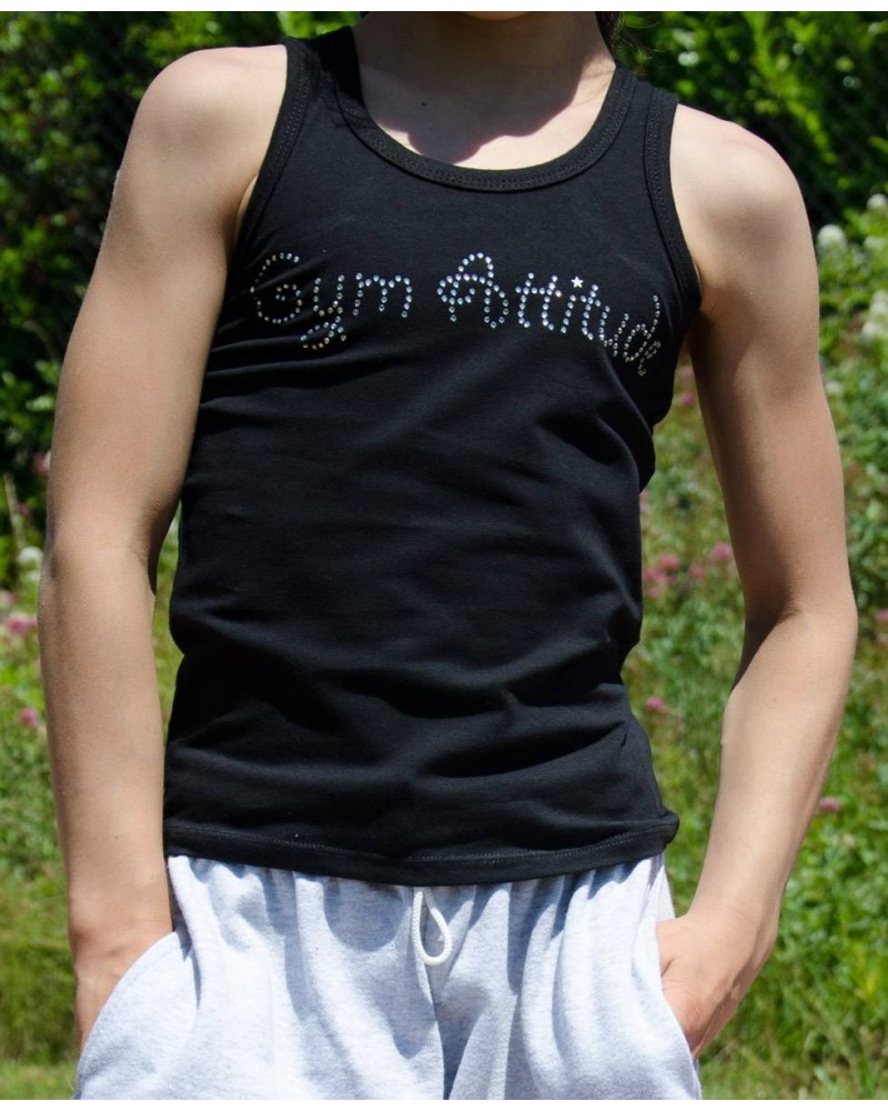 Débardeur noir strass Gym Attitude cristal