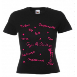 T-shirt cintré noir et fushia Mots de Gym