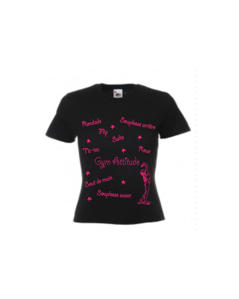 T-shirt cintré noir et fushia Mots de Gym