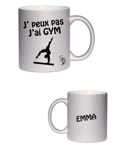 Mug pailleté j'peux pas j'ai gym