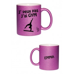 Mug pailleté j'peux pas j'ai gym