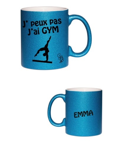 Mug pailleté j'peux pas j'ai gym