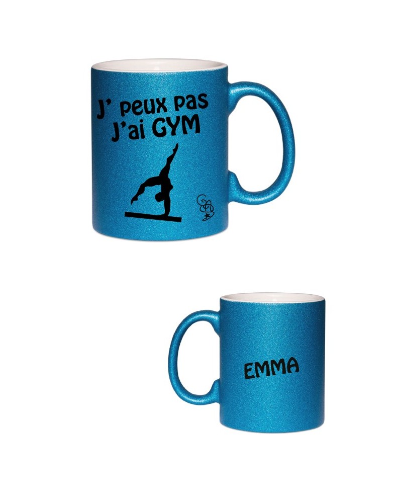 Mug pailleté j'peux pas j'ai gym