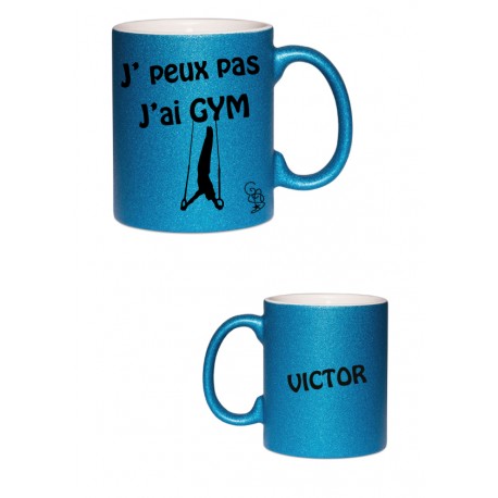 Mug pailleté turquoise Garçon